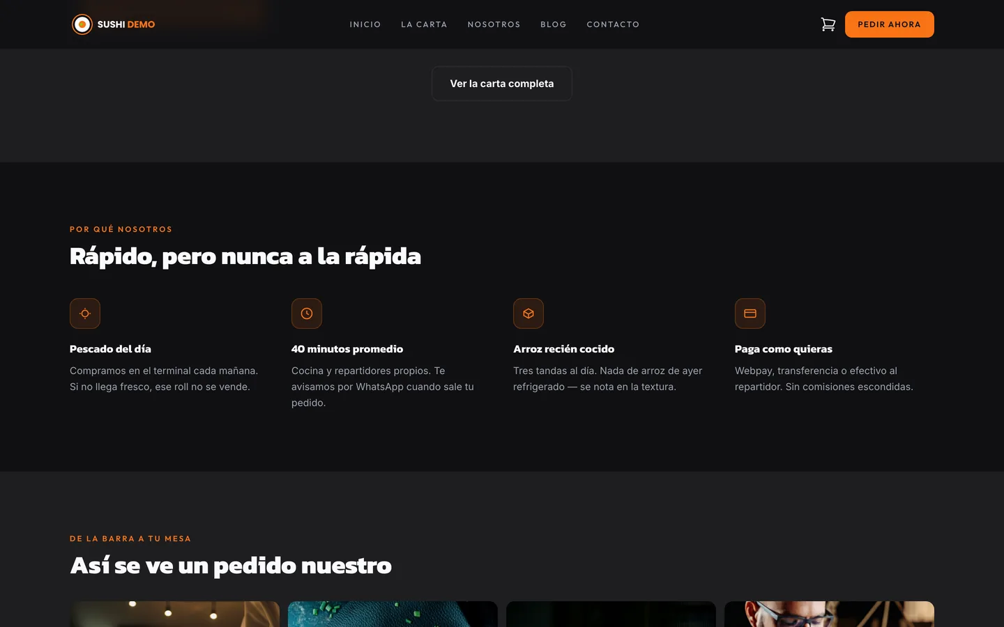 Portada de una tienda hecha con NegocioLink, con foto de producto y menú de categorías